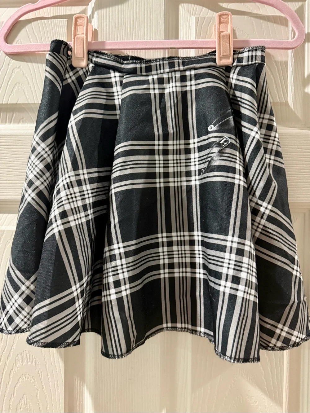 Clueless Licensed Black Plaid Skirt Set with Red Accent